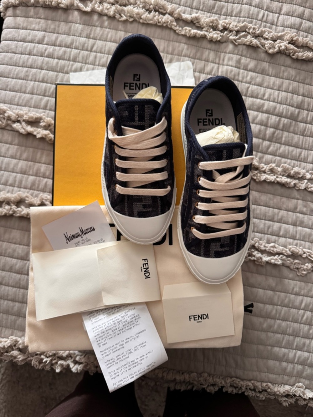Fendi Women Domino FF Chenille Jacquard Low-Top Sneakers - Picture 2 of 5